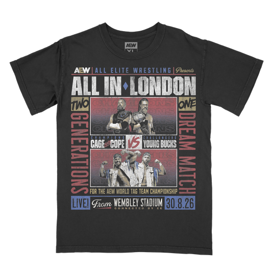AEW All In 2026 Matchup T-Shirt - Cage & Cope vs Young Bucks