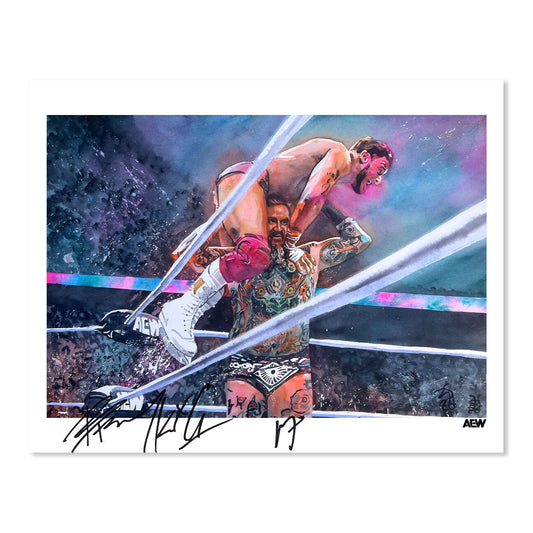 Brody King vs MJF - Autographed Limited Edition 11" x 14" Rob Schamberger Art Print