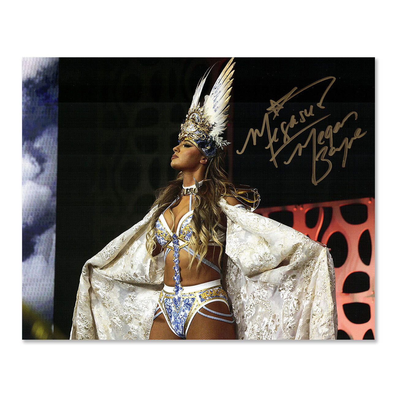 Megan Bayne (Blue and White Gear) Autographed 8