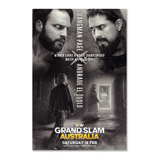 Matchup Monday Hangman Adam Page vs. Andrade El Idolo - AEW Grand Slam Australia 02-14-2026 LIMITED Variant Art Print - (Hand-Numbered 1-10)