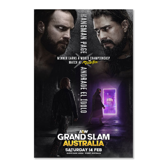 Matchup Monday Hangman Adam Page vs. Andrade El Idolo - AEW Grand Slam Australia 02-14-2026 LIMITED Art Print - (Hand-Numbered 1-50)