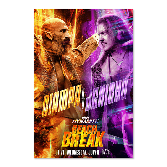 Matchup Monday Tommaso Ciampa vs Chris Jericho - AEW Beach Break 2026 LIMITED Art Print - (Hand-Numbered 1-50)