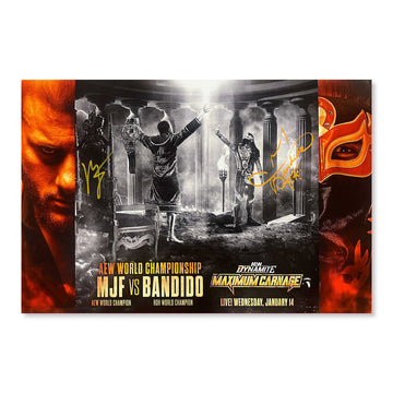 Autographed MJF vs Bandido - AEW Dynamite Maximum Carnage 2026 Art Print - (Hand-Numbered 1-50)